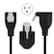 Conntek SJT/SVT Extension Cord Adapter, 14 AWG; 18 AWG, Indoor, 14/3; 18/3, 3 Outlets, 5-15R, Black, PVC 05361 - alternate 5